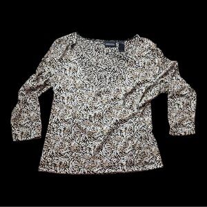 New York & Company Y2K Vintage Black/Cream Blouse Sz L
